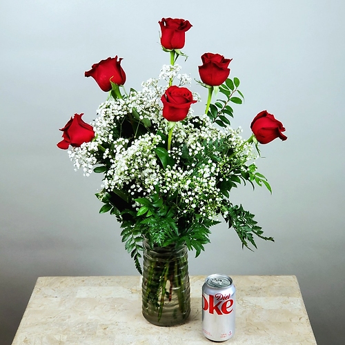 6 Red Valentine Roses