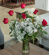 6 Valentine Roses Arranged