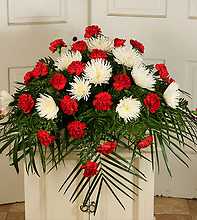 Red Carnation and White Fuji Casket Spray