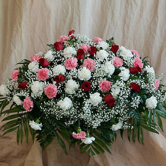 Red, White, and Pink Casket Spray